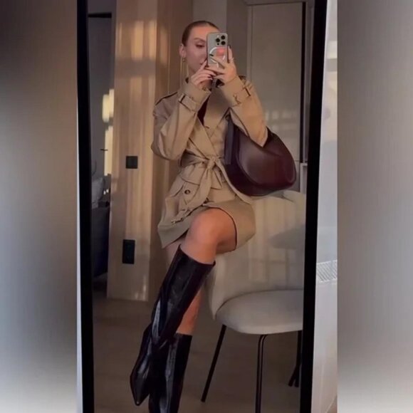 ZARA KITTEN HEEL KNEE HIGH BOOTS - Picture 2 of 8